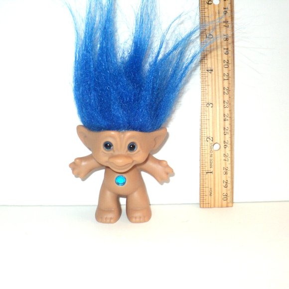 Trolls Toys Troll Doll Blue Belly Tummy Jewel Blue Hair And Eyes